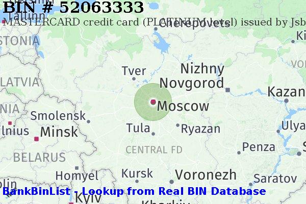 BIN 52063333 MASTERCARD credit Russian Federation RU