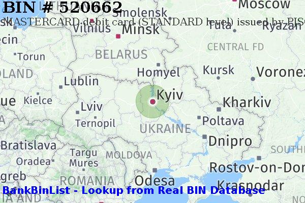 BIN 520662 MASTERCARD debit Ukraine UA