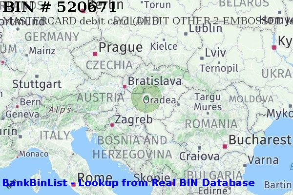BIN 520671 MASTERCARD debit Hungary HU