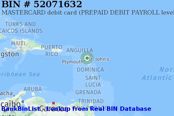 BIN 52071632 MASTERCARD debit Antigua and Barbuda AG