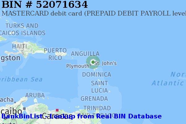 BIN 52071634 MASTERCARD debit Antigua and Barbuda AG