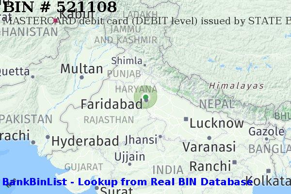 BIN 521108 MASTERCARD debit India IN