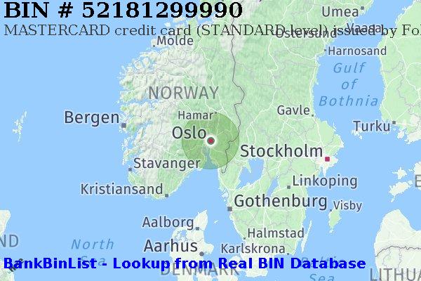 BIN 52181299990 MASTERCARD credit Norway NO