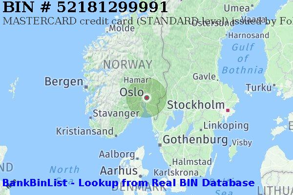 BIN 52181299991 MASTERCARD credit Norway NO
