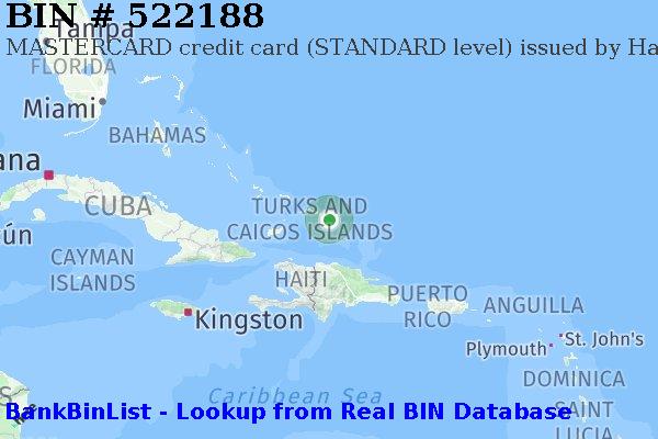 BIN 522188 MASTERCARD credit Turks and Caicos Islands TC