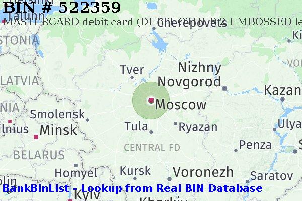 BIN 522359 MASTERCARD debit Russian Federation RU