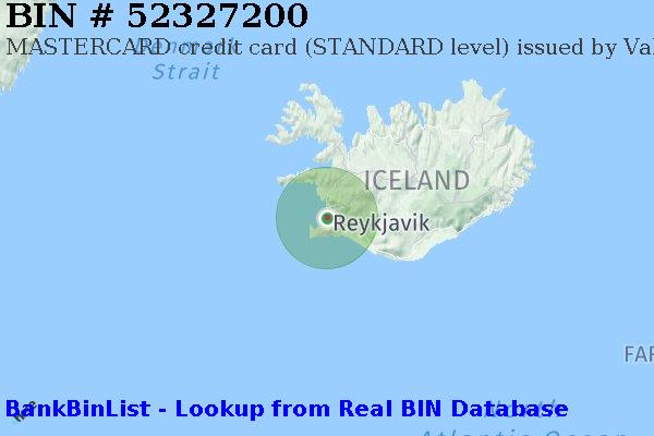 BIN 52327200 MASTERCARD credit Iceland IS