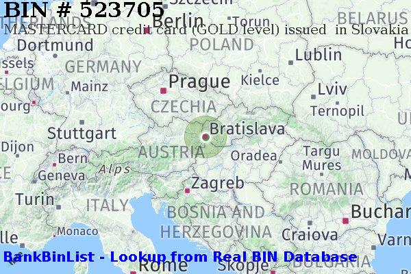 BIN 523705 MASTERCARD credit Slovakia (Slovak Republic) SK