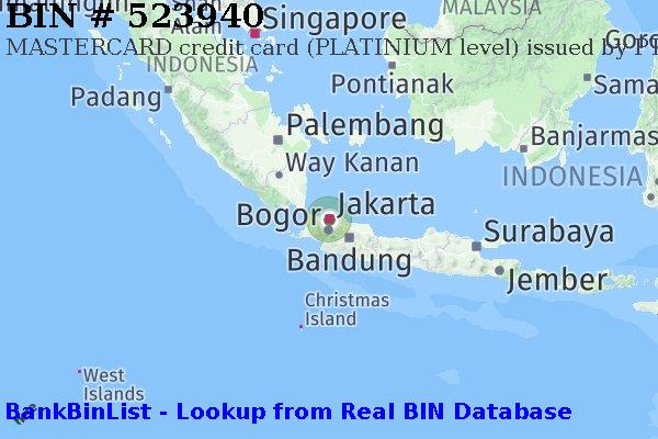 BIN 523940 MASTERCARD credit Indonesia ID