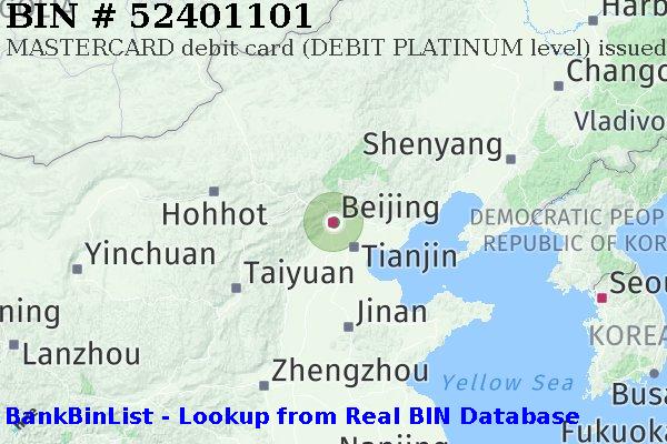 BIN 52401101 MASTERCARD debit China CN
