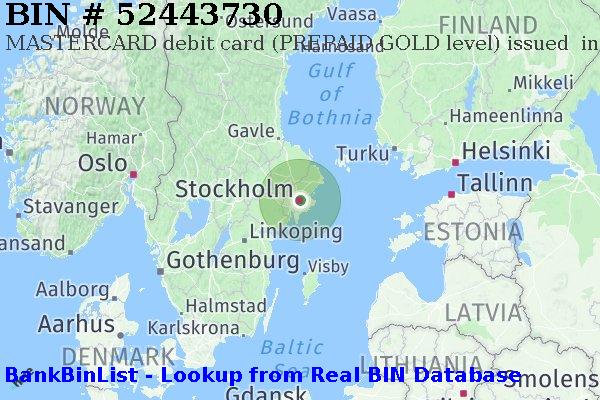 BIN 52443730 MASTERCARD debit Sweden SE