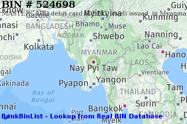 BIN 524698 MASTERCARD debit Myanmar MM