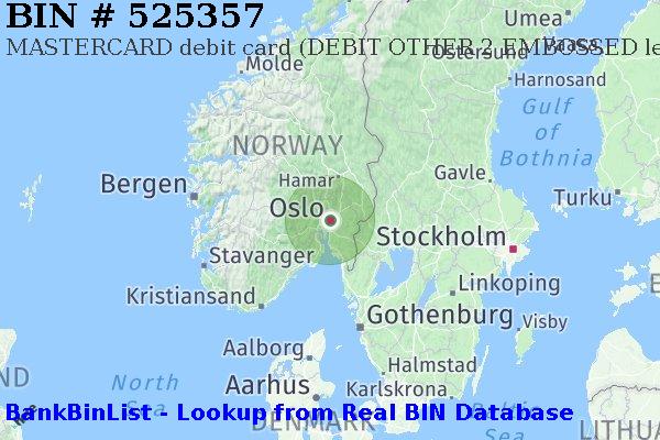 BIN 525357 MASTERCARD debit Norway NO
