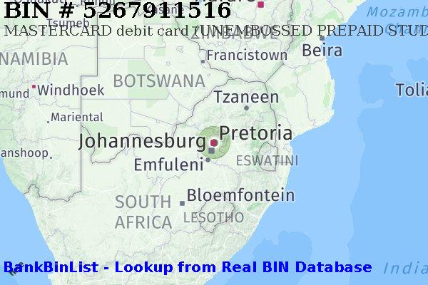BIN 5267911516 MASTERCARD debit South Africa ZA