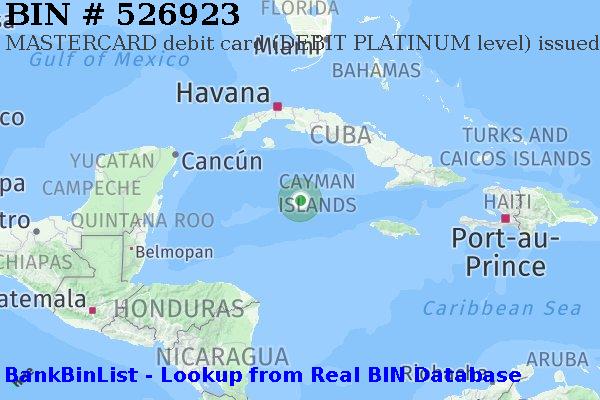 BIN 526923 MASTERCARD debit Cayman Islands KY