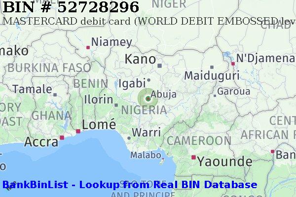 BIN 52728296 MASTERCARD debit Nigeria NG