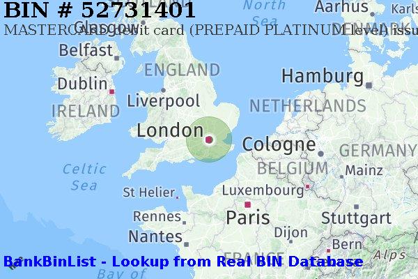 BIN 52731401 MASTERCARD debit United Kingdom GB