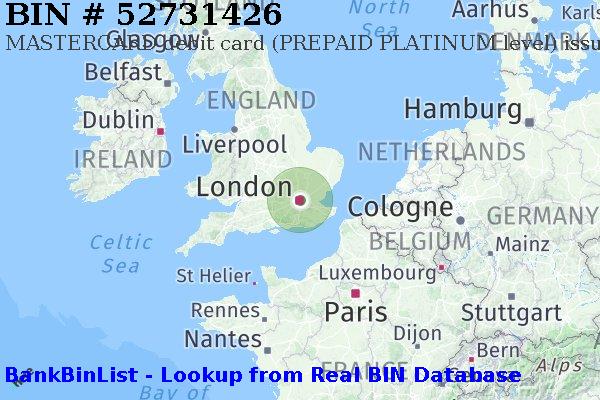 BIN 52731426 MASTERCARD debit United Kingdom GB
