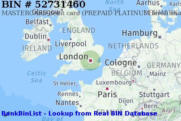 BIN 52731460 MASTERCARD debit United Kingdom GB