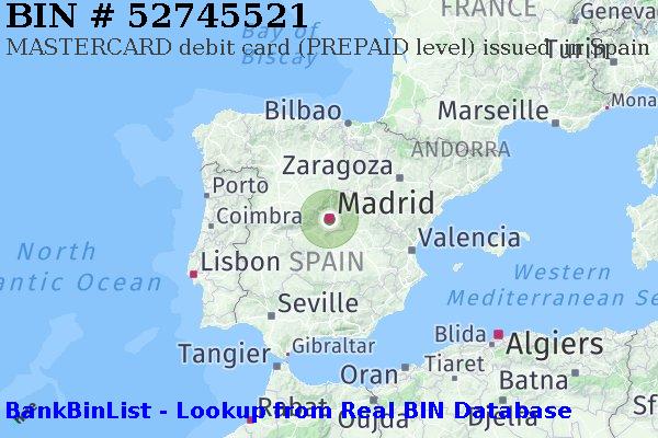 BIN 52745521 MASTERCARD debit Spain ES
