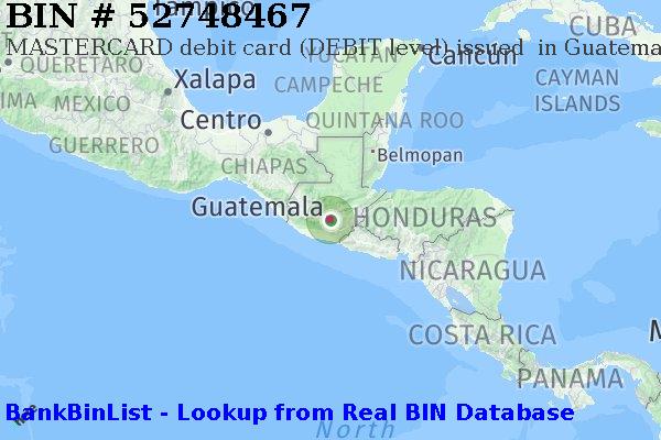 BIN 52748467 MASTERCARD debit Guatemala GT