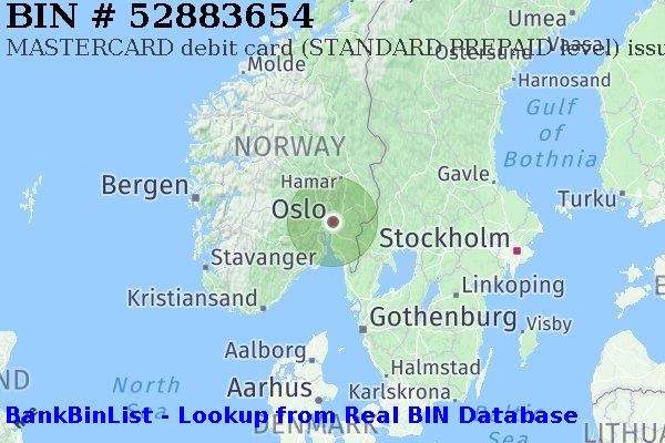 BIN 52883654 MASTERCARD debit Norway NO