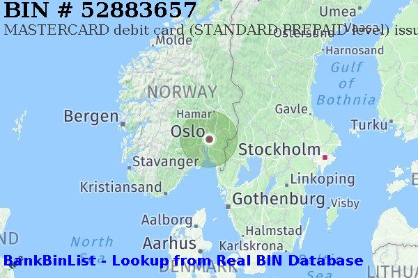 BIN 52883657 MASTERCARD debit Norway NO