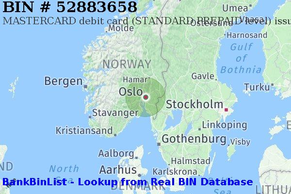 BIN 52883658 MASTERCARD debit Norway NO