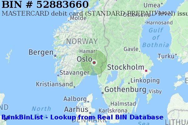 BIN 52883660 MASTERCARD debit Norway NO