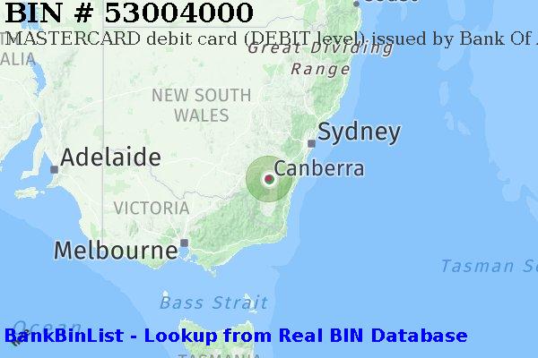 BIN 53004000 MASTERCARD debit Australia AU