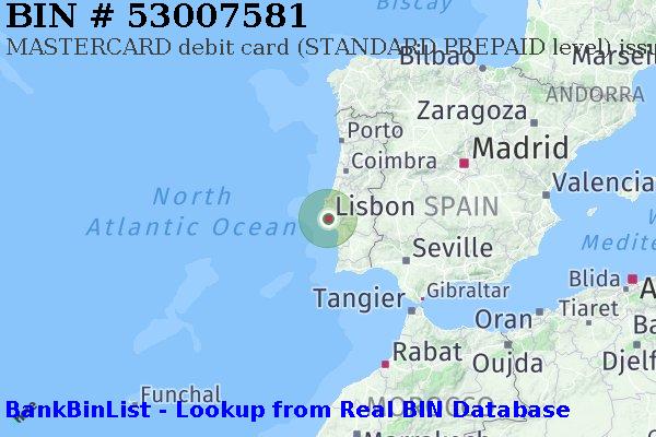 BIN 53007581 MASTERCARD debit Portugal PT
