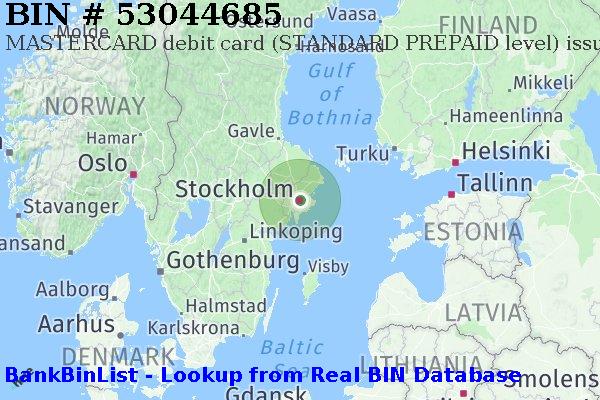 BIN 53044685 MASTERCARD debit Sweden SE