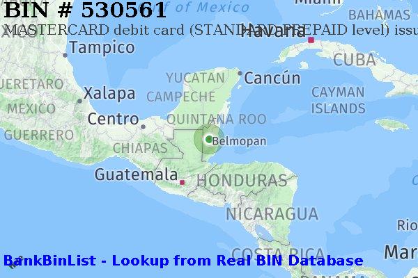 BIN 530561 MASTERCARD debit Belize BZ