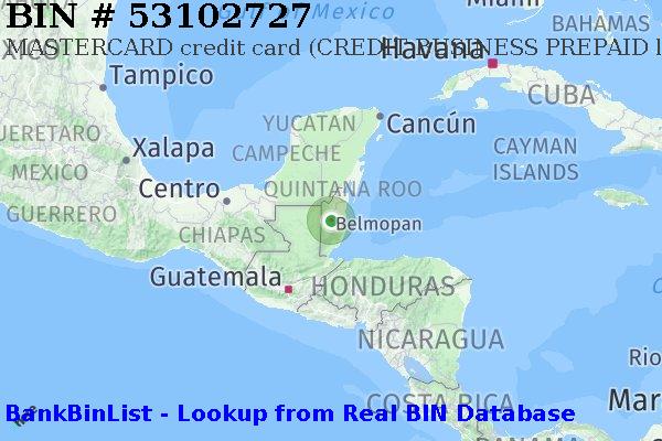 BIN 53102727 MASTERCARD debit Belize BZ