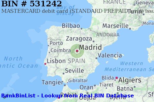 BIN 531242 MASTERCARD debit Spain ES