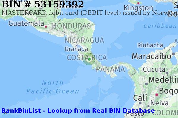 BIN 53159392 MASTERCARD debit Costa Rica CR
