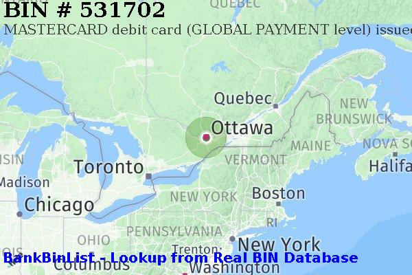 BIN 531702 MASTERCARD debit Canada CA