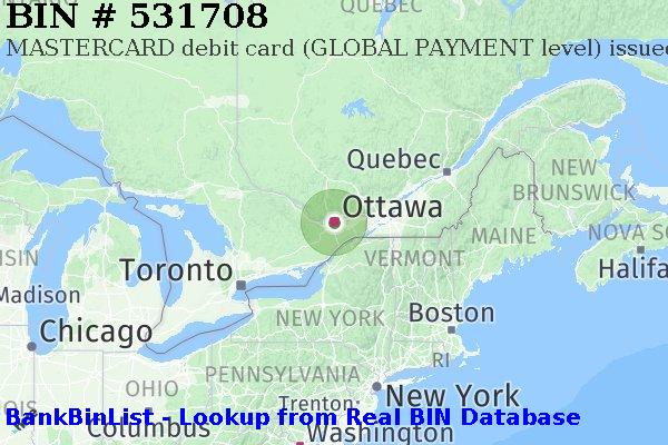 BIN 531708 MASTERCARD debit Canada CA