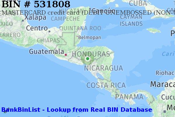 BIN 531808 MASTERCARD credit Honduras HN