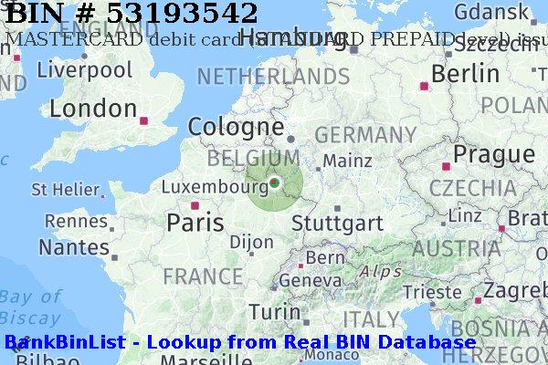 BIN 53193542 MASTERCARD debit Luxembourg LU