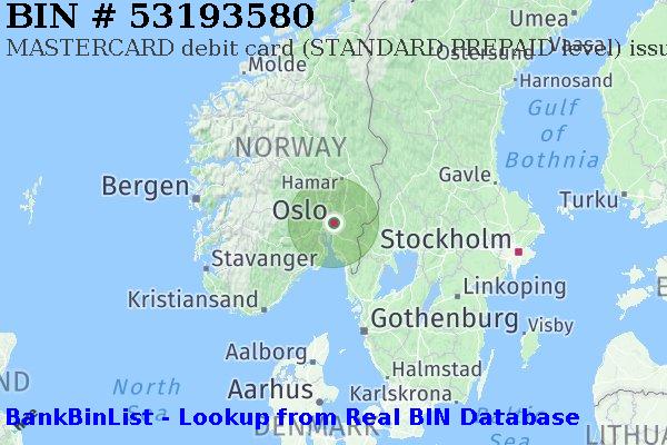 BIN 53193580 MASTERCARD debit Norway NO