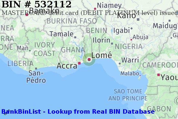 BIN 532112 MASTERCARD debit Togo TG