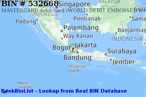 BIN 532668 MASTERCARD debit Indonesia ID