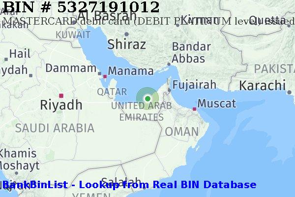 BIN 5327191012 MASTERCARD debit United Arab Emirates AE