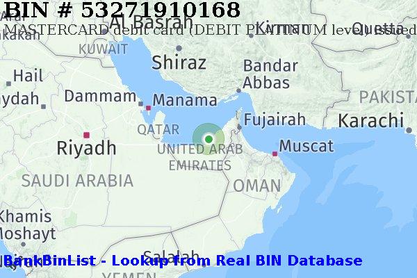 BIN 53271910168 MASTERCARD debit United Arab Emirates AE