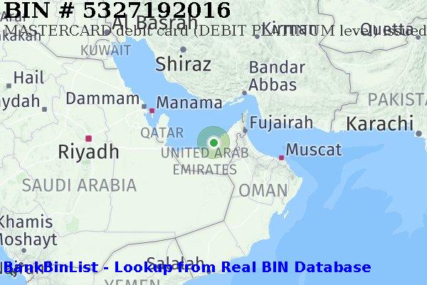 BIN 5327192016 MASTERCARD debit United Arab Emirates AE