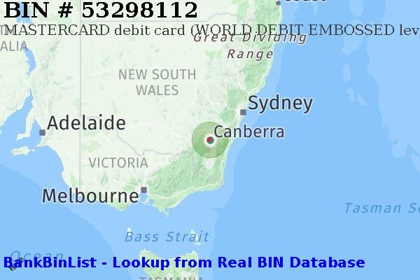 BIN 53298112 MASTERCARD debit Australia AU