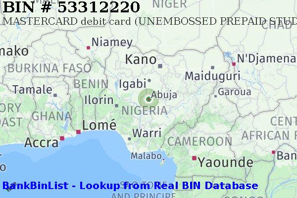 BIN 53312220 MASTERCARD debit Nigeria NG