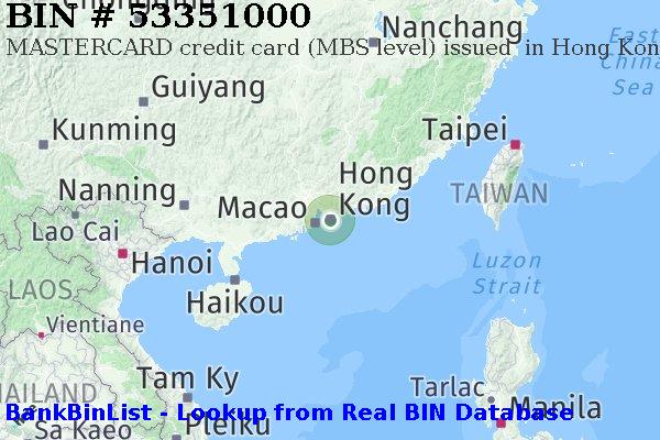 BIN 53351000 MASTERCARD credit Hong Kong HK