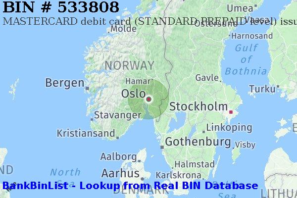 BIN 533808 MASTERCARD debit Norway NO
